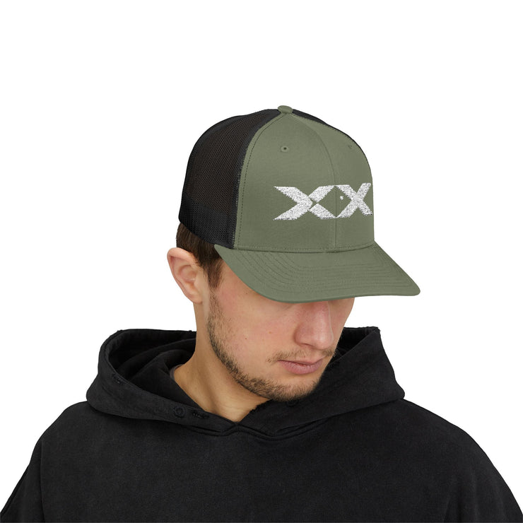 XX White Embroidered Trucker Hat