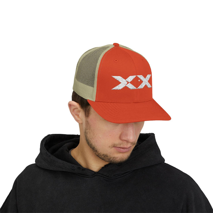 XX White Embroidered Trucker Hat